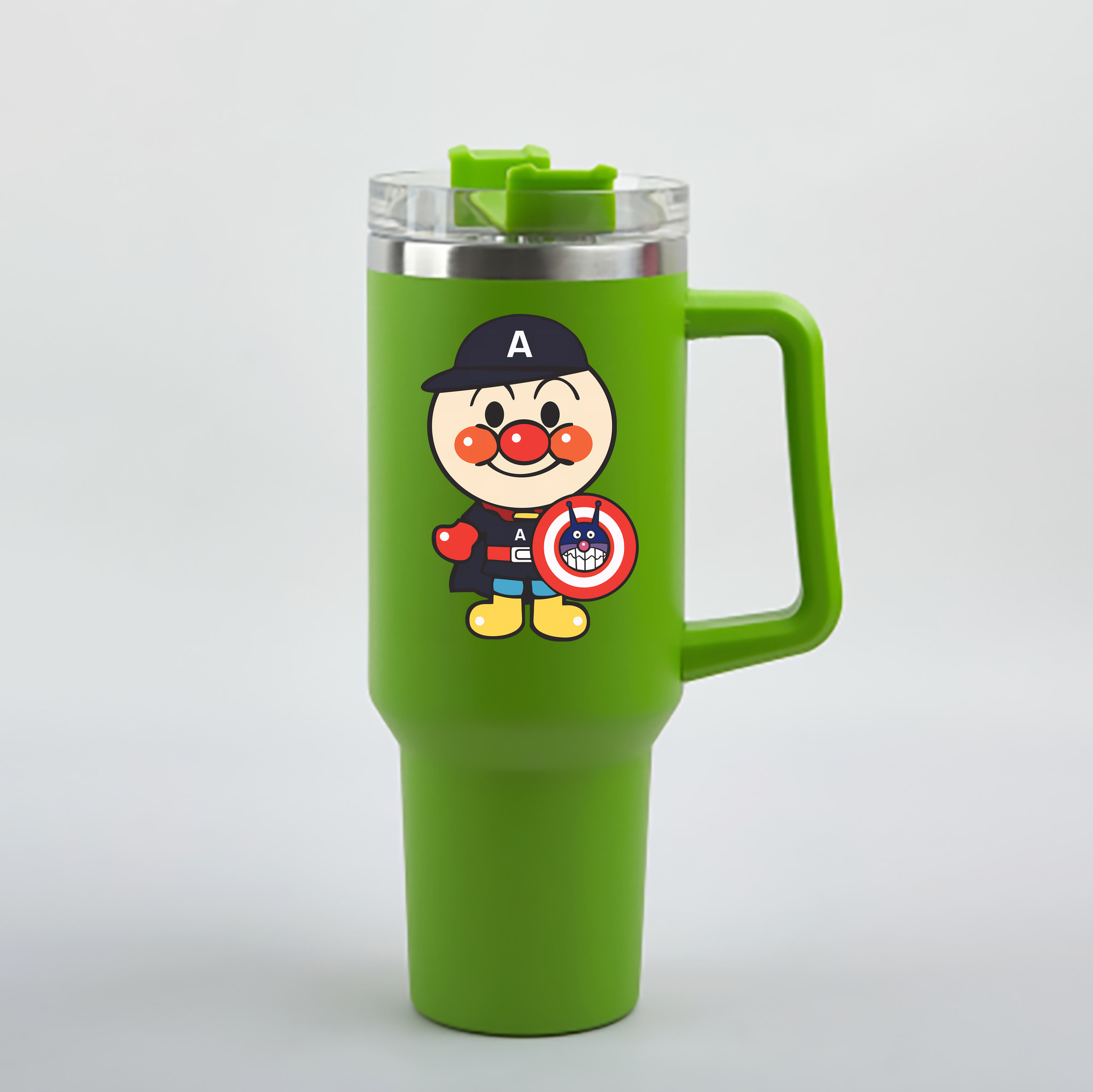 （画像用） アンパンマン Anpanman 1200mL車用タンブラー - クリスタルステッカー（プラスチックストロー付き）